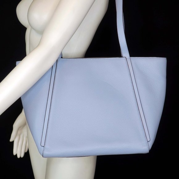 Michael Kors Small Whitney Purse Pebbled Blue Leather Tote Shoulder Bag - Picture 4 of 8